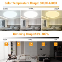 YIFMOO 50W LED stropné svietidlo, stmievateľné, Ø60 cm, s diaľkovým ovládaním, 3000-6500K, ultratenké, okrúhle, biele, do obývačky, spálne, kancelárie 3