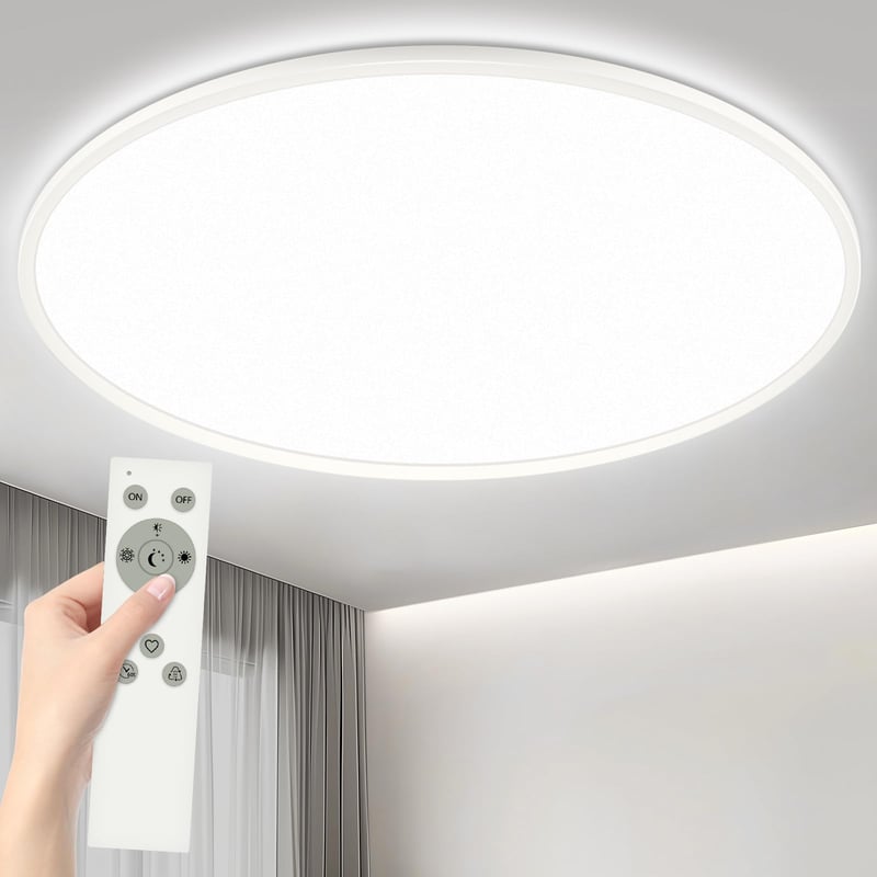 YIFMOO 50W LED stropné svietidlo, stmievateľné, Ø60 cm, s diaľkovým ovládaním, 3000-6500K, ultratenké, okrúhle, biele, do obývačky, spálne, kancelárie