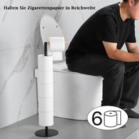YIGII Álló WC Papír Tartó - Összecsukható Fekete Fürdőszobai Kiegészítő 5-6 Tekercs Tárolására, Toalettpapír Állvány 6