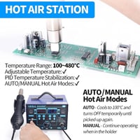 YIHUA 862BD+ 2-in-1 Forrasztóállomás és Hőlégfúvó, LCD Kijelzővel, Hőmérséklet Stabilizálással, Elektronikai Javításokhoz, Barkácsoláshoz (E 6