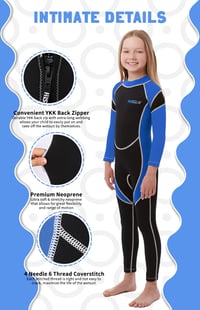 Yikayin 2,5 mm neoprén gyerek wetsuit hátzipper búvárkodáshoz úszáshoz 2