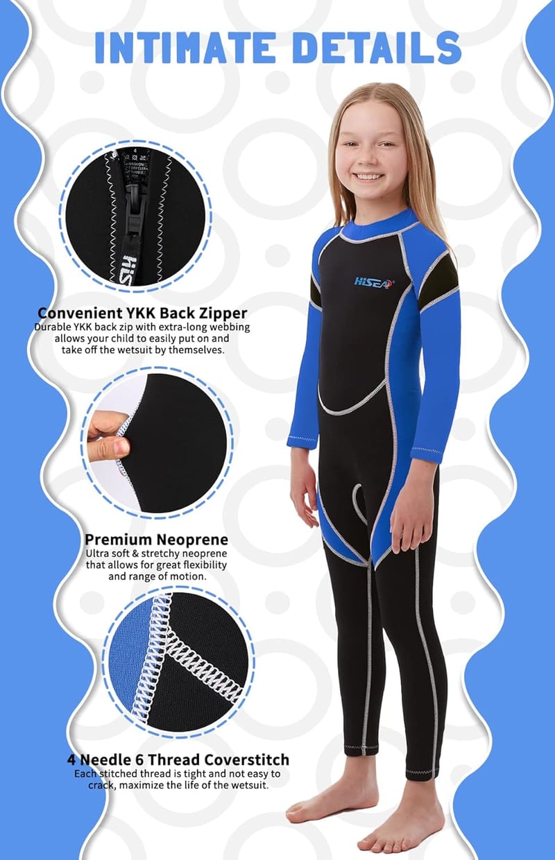 Yikayin 2,5 mm neoprén gyerek wetsuit hátzipper búvárkodáshoz úszáshoz