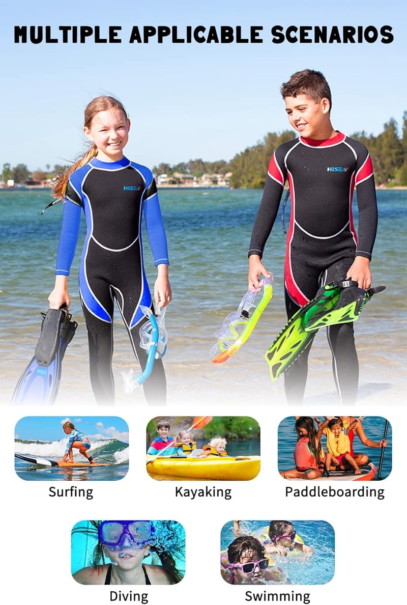 Yikayin 2,5 mm neoprén gyerek wetsuit hátzipper búvárkodáshoz úszáshoz