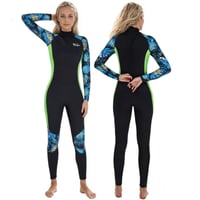Costum de neopren pentru femei Yikayin 3/2 mm, mărimea XS, verde, cu mânecă lungă, fermoar la spate, pentru snorkeling, caiac, surfing, SUP 1