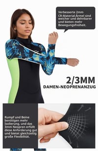 Costum de neopren pentru femei Yikayin 3/2 mm, mărimea XS, verde, cu mânecă lungă, fermoar la spate, pentru snorkeling, caiac, surfing, SUP 6