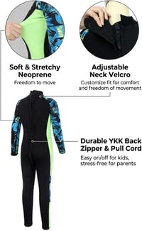 Costum de neopren pentru copii Yikayin de 2,5 mm, lungime întreagă, pentru băieți și fete, ideal pentru înot, snorkeling, surfing și SUP 4