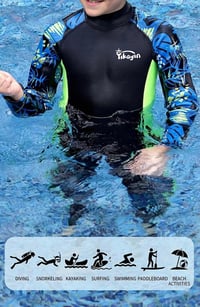 Costum de neopren pentru copii Yikayin de 2,5 mm, lungime întreagă, pentru băieți și fete, ideal pentru înot, snorkeling, surfing și SUP 5
