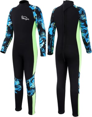 Costum de neopren pentru copii Yikayin de 2,5 mm, lungime întreagă, pentru băieți și fete, ideal pentru înot, snorkeling, surfing și SUP