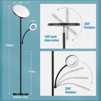 Yikuneng 42W Modern Állólámpa Olvasólámpával - 4200LM LED, Állítható Színhőmérséklet, Fokozatmentes Fényerő, Távirányítós, Nappali, Hálószob 4