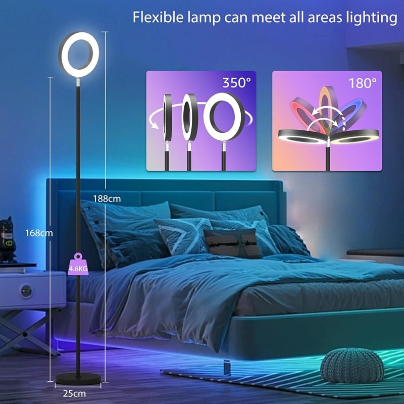 Yikuneng RGB LED Állólámpa 42W - Kétoldalas Modern Világítás Távirányítóval, Színváltós, Fényerőszabályozható, 2700K-6500K Érintésvezérelt O