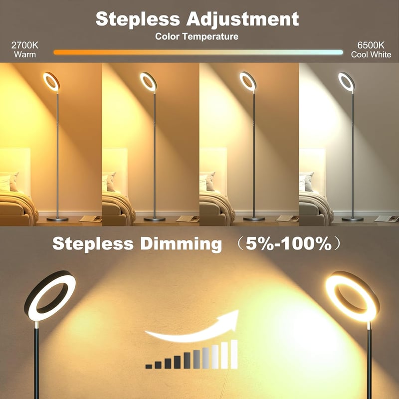 Yikuneng RGB LED Állólámpa 42W - Kétoldalas Modern Világítás Távirányítóval, Színváltós, Fényerőszabályozható, 2700K-6500K Érintésvezérelt O