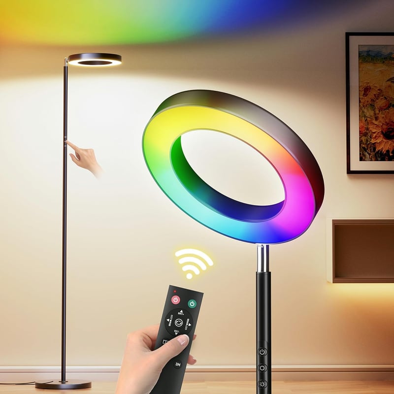 Yikuneng RGB LED Állólámpa 42W - Kétoldalas Modern Világítás Távirányítóval, Színváltós, Fényerőszabályozható, 2700K-6500K Érintésvezérelt O