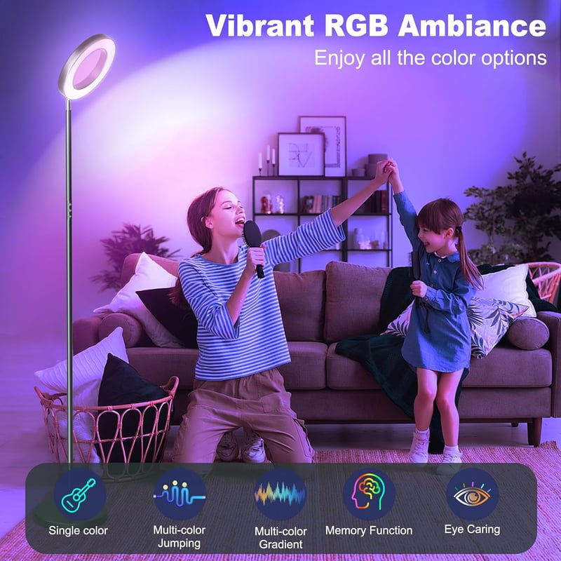 Yikuneng RGB LED Állólámpa 42W - Kétoldalas Modern Világítás Távirányítóval, Színváltós, Fényerőszabályozható, 2700K-6500K Érintésvezérelt O