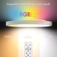 YiLaie LED mennyezeti lámpa távirányítóval fényerőszabályozható RGB 24W 30 cm 2700 lm IP44 vízálló 3000-6500K fürdőszoba 2 db 2