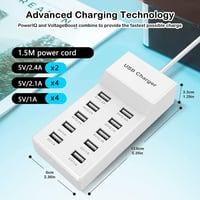 Yili House 10 Portos USB Töltőállomás 40W - Okostelefonokkal Kompatibilis Többfunkciós Töltő iPhone/Samsung/Xiaomi Készülékekhez, Kompakt Ki 2