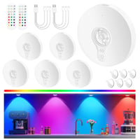 Iluminat LED pentru dulap Yiliaw fără fir, reîncărcabil prin USB, iluminare pentru blatul de bucătărie, lămpi magnetice cu telecomandă, RGB cu 3 culori, alb, 6 bucăți 1
