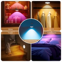 Iluminat LED pentru dulap Yiliaw fără fir, reîncărcabil prin USB, iluminare pentru blatul de bucătărie, lămpi magnetice cu telecomandă, RGB cu 3 culori, alb, 6 bucăți 6