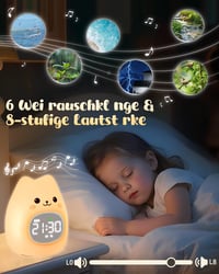 Ceas deșteptător pentru copii Yiliaw cu design de pisicuță și lumină de veghe – Antrenor de somn și ceas pentru trezire, lampă din silicon reîncărcabilă pentru camera copiilor, pentru băieți și fete 4