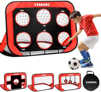 YIMORE Pop-Up Futballkapu Gyerekeknek 4 Módú Hordtáskával Kert Kültéri Beltéri - Rot 120*80*80 1