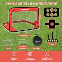 YIMORE Pop-Up Futballkapu Gyerekeknek 4 Módú Hordtáskával Kert Kültéri Beltéri - Rot 120*80*80 4