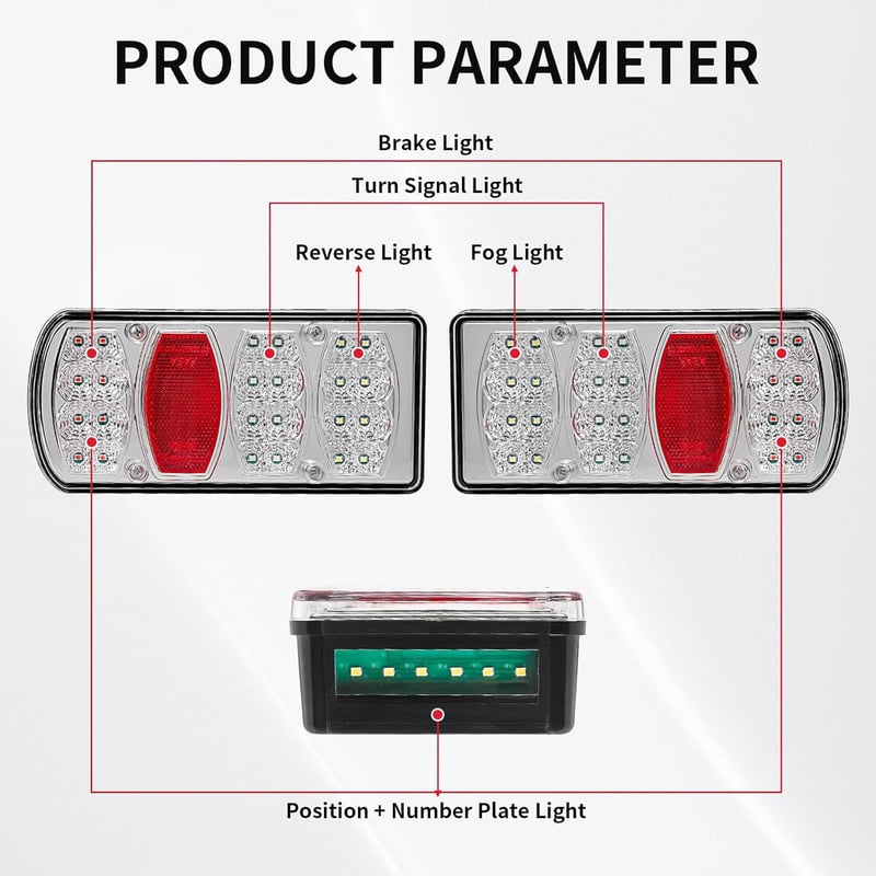 Yinaolan 13-pin LED hátsó lámpa szett utánfutóhoz 5m kábellel