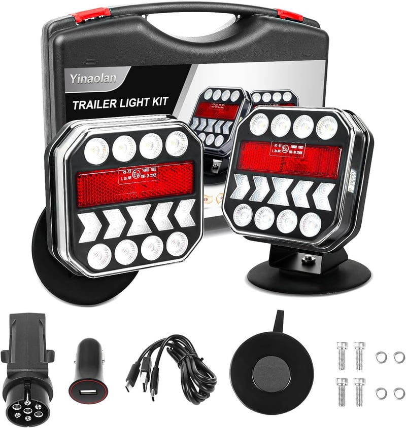Yinaolan Mágneses Vezeték Nélküli LED Hátsó Lámpa Szett 12V/24V Bluetooth