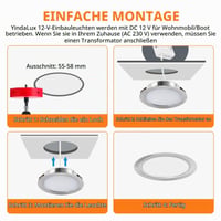 Spot LED încastrat YindaLux 4x, 12V DC, Nichel, 3W, 3000K, Reglabil, Decupaj 55-58mm 7