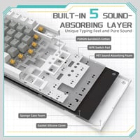 YINDIAO Ajazz AK820 Mechanikus Gamer Billentyűzet, 75% ANSI Elrendezés, Cserélhető Red Switch, Hangerőszabályzó Gombbal, PC/Mac Kompatibilis 5