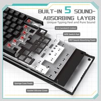 YINDIAO Ajazz AK820 Mechanikus Gamer Billentyűzet, 75% ANSI Elrendezés, Cserélhető Piros Kapcsolók, Forgógomb, USB-C, PC/Mac Kompatibilis, F 5