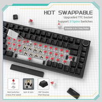 YINDIAO Ajazz AK820 Mechanikus Gamer Billentyűzet, 75% ANSI Elrendezés, Cserélhető Piros Kapcsolók, Forgógomb, USB-C, PC/Mac Kompatibilis, F 4