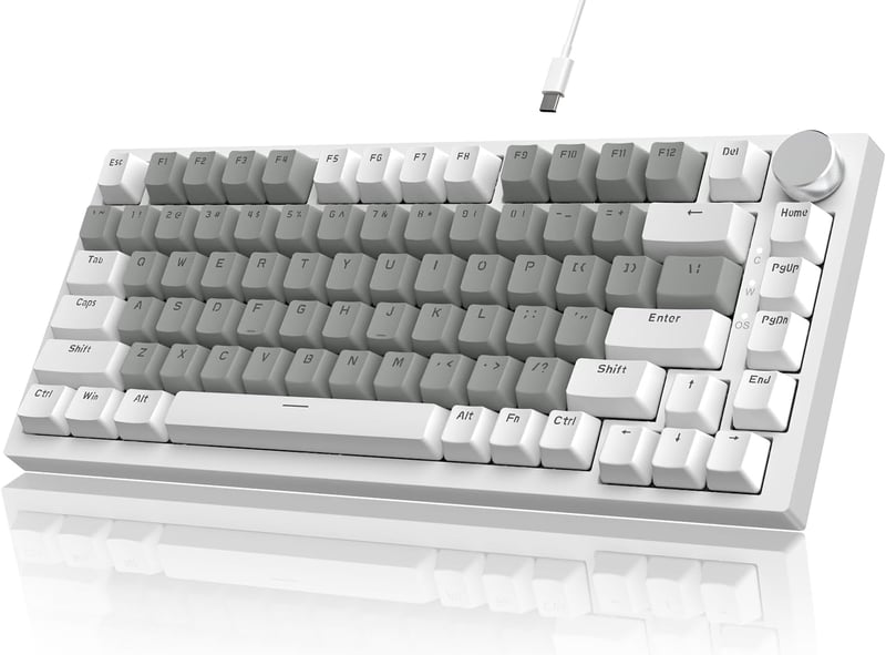 YINDIAO Ajazz AK820 Mechanikus Gamer Billentyűzet, 75% ANSI Elrendezés, Cserélhető Red Switch, Hangerőszabályzó Gombbal, PC/Mac Kompatibilis