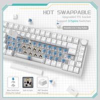 YINDIAO Ajazz AK820 Mechanikus Gamer Billentyűzet, 75% ANSI Elrendezés, Hot-Swap Kék Kapcsolók, Jégkék Háttérvilágítás, PC és Mac Kompatibil 4
