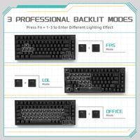 YINDIAO Ajazz AK820 Mechanikus Gamer Billentyűzet, 75% ANSI Elrendezés, Cserélhető Piros Kapcsolók, Forgógomb, USB-C, PC/Mac Kompatibilis, F 8