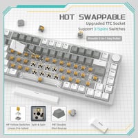 YINDIAO Ajazz AK820 Mechanikus Gamer Billentyűzet, 75% ANSI Elrendezés, Cserélhető Red Switch, Hangerőszabályzó Gombbal, PC/Mac Kompatibilis 4