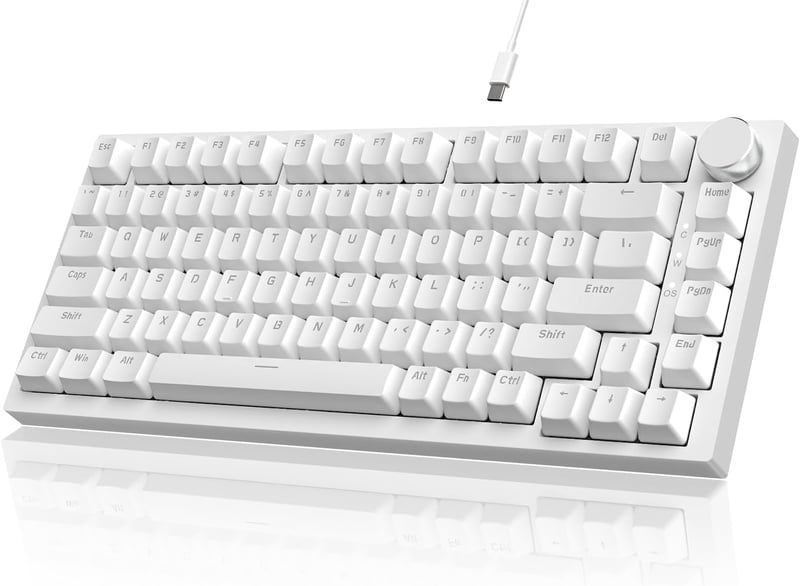 YINDIAO Ajazz AK820 Mechanikus Gamer Billentyűzet, 75% ANSI Elrendezés, Hot-Swap Kék Kapcsolók, Jégkék Háttérvilágítás, PC és Mac Kompatibil