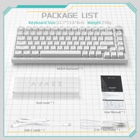 YINDIAO Ajazz AK820 Mechanikus Gamer Billentyűzet, 75% ANSI Elrendezés, Hot-Swap Kék Kapcsolók, Jégkék Háttérvilágítás, PC és Mac Kompatibil 9