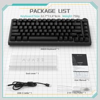 YINDIAO Ajazz AK820 Mechanikus Gamer Billentyűzet, 75% ANSI Elrendezés, Cserélhető Piros Kapcsolók, Forgógomb, USB-C, PC/Mac Kompatibilis, F 9