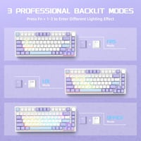 YINDIAO AK820 Mechanikus Gamer Billentyűzet, 75% ANSI Elrendezés, Hot-Swap, RGB Háttérvilágítás, Hangerőszabályzó, PC/Mac Kompatibilis, Lila 7