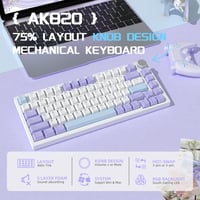 YINDIAO AK820 Mechanikus Gamer Billentyűzet, 75% ANSI Elrendezés, Hot-Swap, RGB Háttérvilágítás, Hangerőszabályzó, PC/Mac Kompatibilis, Lila 2