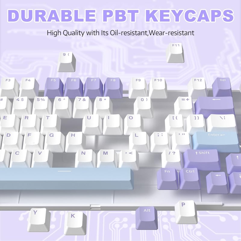 YINDIAO AK820 Mechanikus Gamer Billentyűzet, 75% ANSI Elrendezés, Hot-Swap, RGB Háttérvilágítás, Hangerőszabályzó, PC/Mac Kompatibilis, Lila