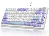YINDIAO AK820 Mechanikus Gamer Billentyűzet, 75% ANSI Elrendezés, Hot-Swap, RGB Háttérvilágítás, Hangerőszabályzó, PC/Mac Kompatibilis, Lila 1