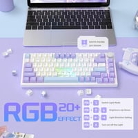 YINDIAO AK820 Mechanikus Gamer Billentyűzet, 75% ANSI Elrendezés, Hot-Swap, RGB Háttérvilágítás, Hangerőszabályzó, PC/Mac Kompatibilis, Lila 6