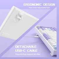 YINDIAO AK820 Mechanikus Gamer Billentyűzet, 75% ANSI Elrendezés, Hot-Swap, RGB Háttérvilágítás, Hangerőszabályzó, PC/Mac Kompatibilis, Lila 8