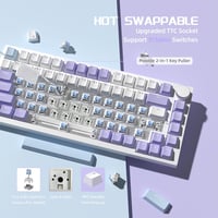 YINDIAO AK820 Mechanikus Gamer Billentyűzet, 75% ANSI Elrendezés, Hot-Swap, RGB Háttérvilágítás, Hangerőszabályzó, PC/Mac Kompatibilis, Lila 4