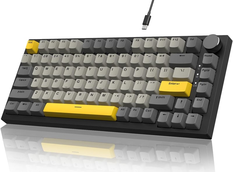 YINDIAO AK820 Mechanikus Gaming Billentyűzet 75% 82 Gombos Hot Swap RGB Világítás PC Mac Kompatibilis Szürke