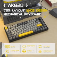 YINDIAO AK820 Mechanikus Gaming Billentyűzet 75% 82 Gombos Hot Swap RGB Világítás PC Mac Kompatibilis Szürke 2