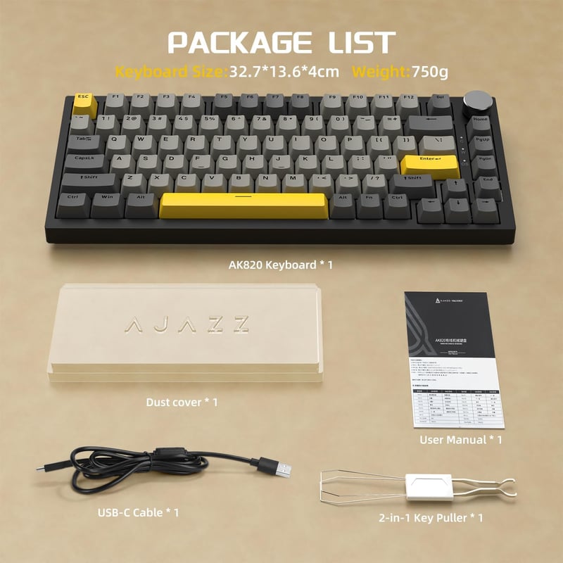 YINDIAO AK820 Mechanikus Gaming Billentyűzet 75% 82 Gombos Hot Swap RGB Világítás PC Mac Kompatibilis Szürke