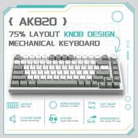 YINDIAO AK820 Mechanikus Gaming Billentyűzet 75% Layout 81 Gomb Hot-Swap Piros Switch USB-C PC Mac Szürke Fehér 2