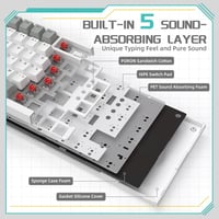 YINDIAO AK820 Mechanikus Gaming Billentyűzet 75% Layout 81 Gomb Hot-Swap Piros Switch USB-C PC Mac Szürke Fehér 4