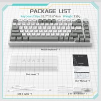 YINDIAO AK820 Mechanikus Gaming Billentyűzet 75% Layout 81 Gomb Hot-Swap Piros Switch USB-C PC Mac Szürke Fehér 9